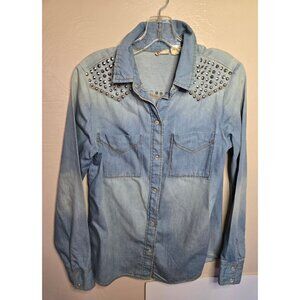 Mudd Chambray Studded Button Down Size Medium 90's Classic Rocker